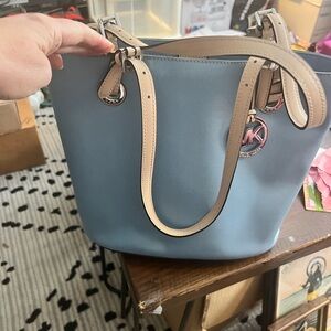 Michael Kors Blue and Tan Women's Bag